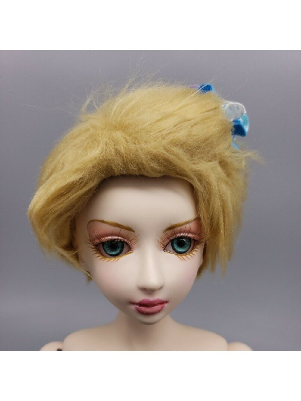 Unbranded Blonde Pixie Wig For Kaye Wiggs Msd Bjd Blue Barrette 9"